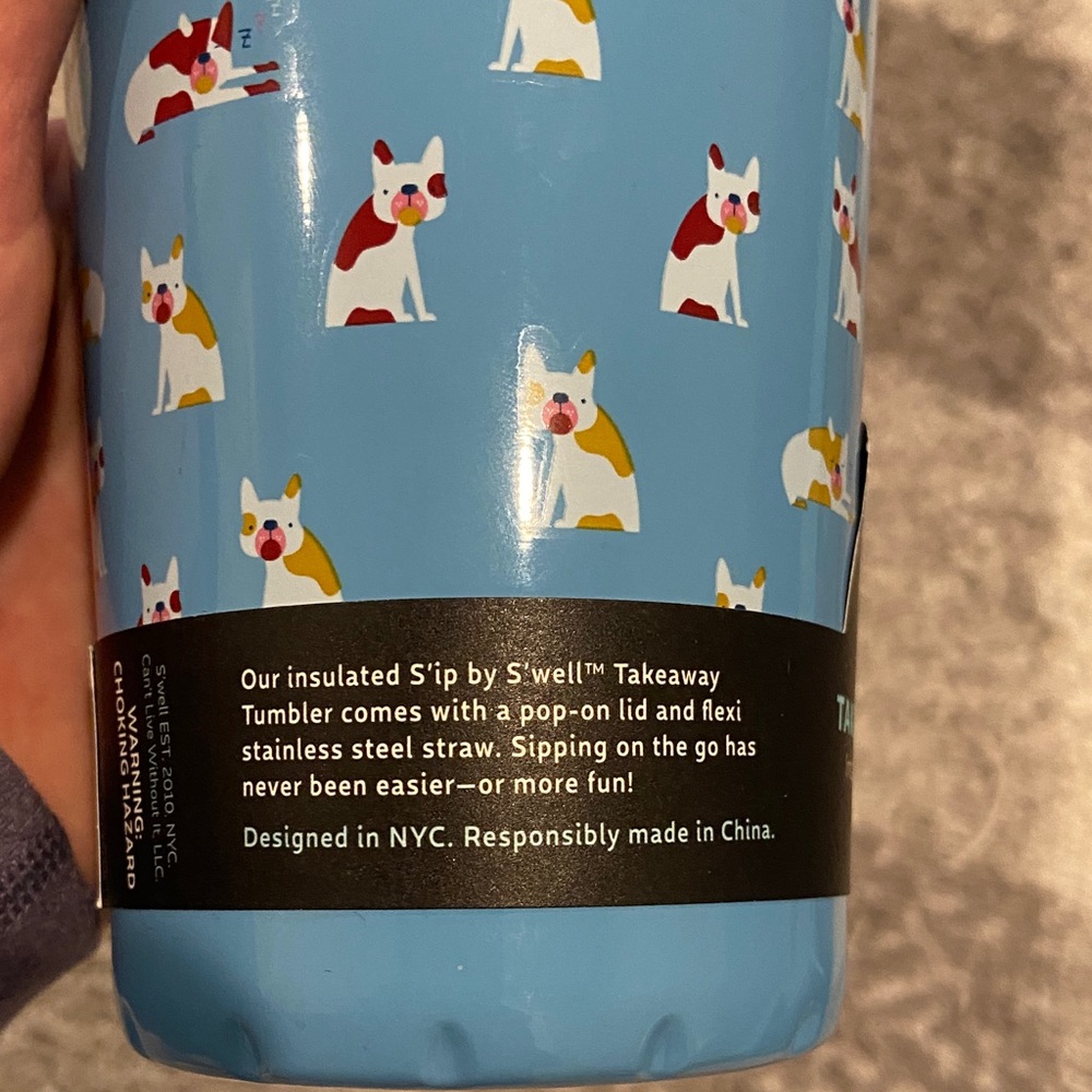 S'well Light Blue Tumbler with Frenchie French Bulldog Dog Design - Picture 4 of 6